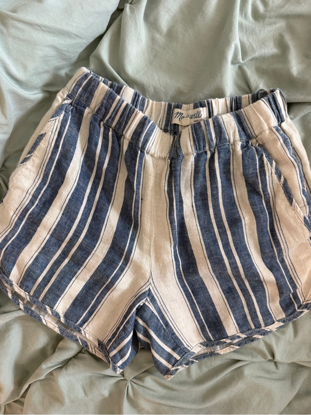 Madewell Navy and White Striped Athletic Shorts